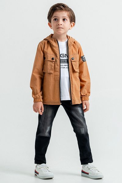 Cansın Mini Coffee 3-piece Set with Hood, Jacket and T-shirt for Boys