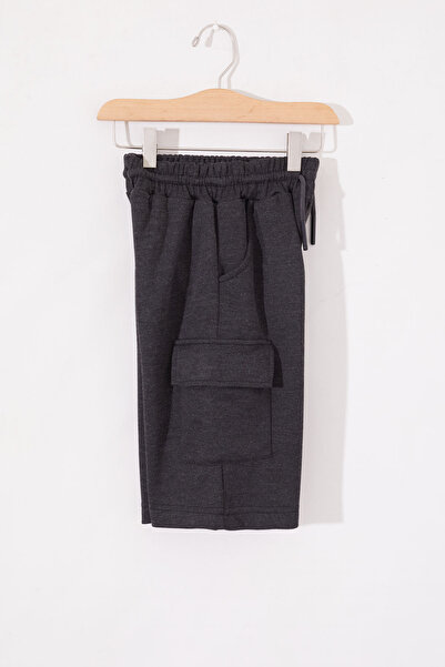 Cansın Mini Boy's Smoked Rubber Waist Shorts with Cargo Pockets 19018