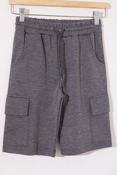 Cansın Mini Pantaloni scurți antracit cu buzunar cargo pentru băiat 18801 - talie elastică