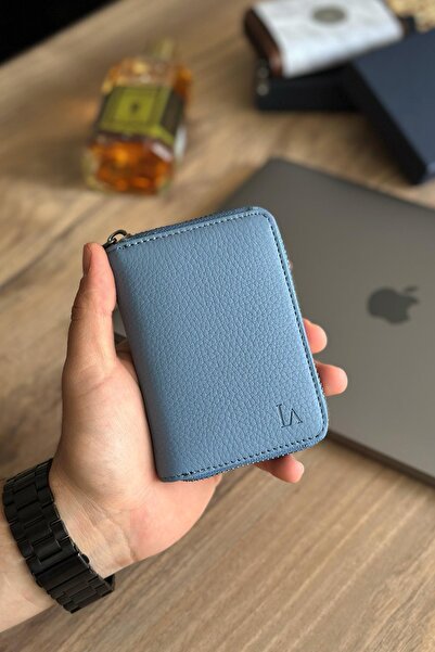 La La'Graccio Paris La'graccio Paris Lancoves Чоловічий гаманець на блискавці з натуральної шкіри, практичний, матовий, блакитний