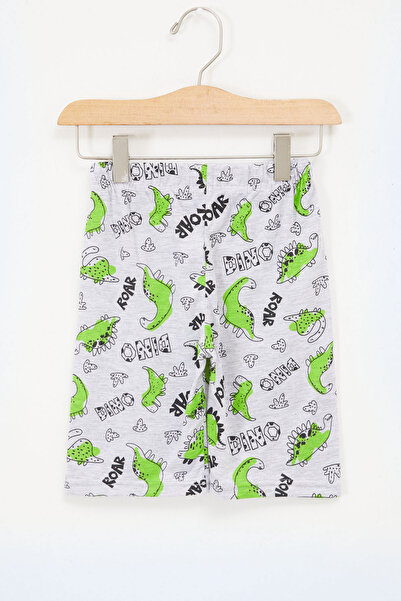 Cansın Mini Boy's Gray Dinosaur Printed Capri 17668 - 5022