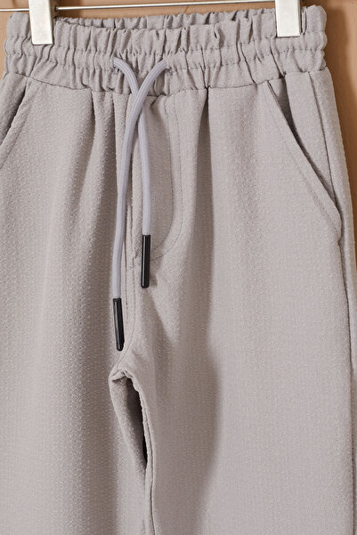 Cansın Mini Beige double leg lace-up waist boy's pants 19331