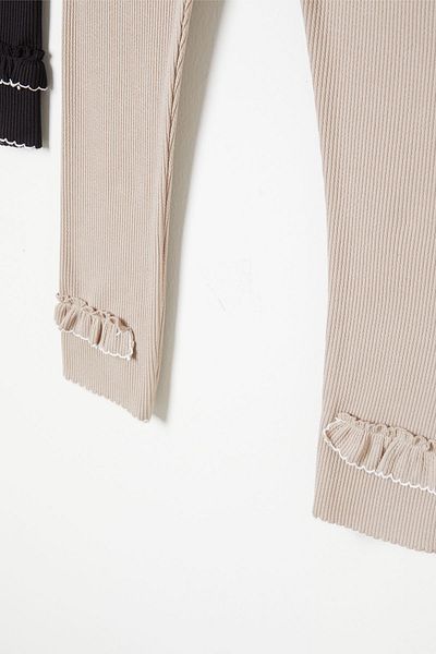 Cansın Mini Leggings din 2 piese cu volane pentru fete, negru-crem 16366