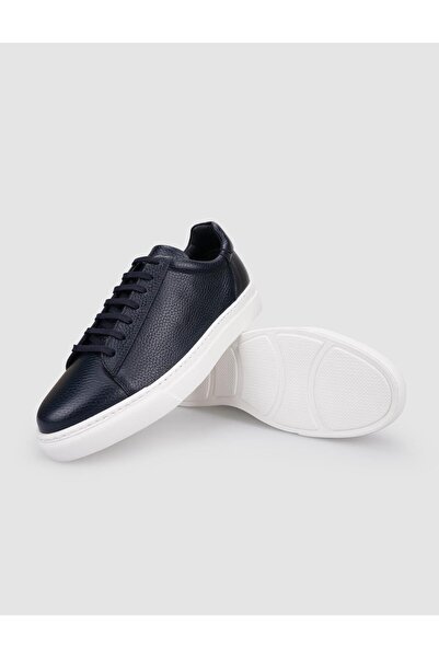 Cabani %100 Hakiki Deri Lacivert Bağcıklı Erkek Spor Ayakkabı