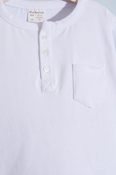 Cansın Mini White Buttoned Short Sleeve Baby Boy Shorts Set - 18628