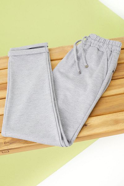 Cansın Mini Grey Double Leg Elastic Waist Boys' Trousers 18541