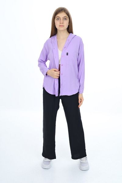 Cansın Mini Lilac Girl's Hooded Shirt Set 17962