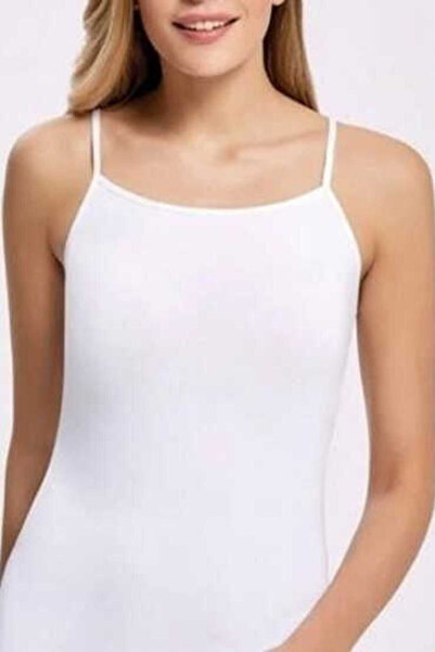 Sedef Yıldızı 1068 Sedef Tricou cu nervuri pentru femei, pachet de 6, alb