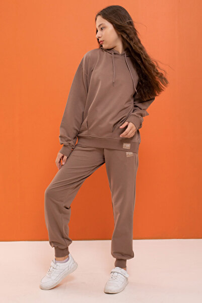 Cansın Mini Кафяв комплект с качулка - Момиче 18901