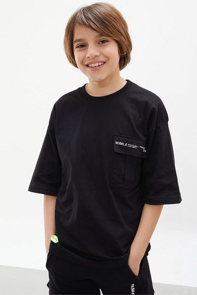 Cansın Mini Black Chest Pocket Detailed Boy Capri Suit 18077