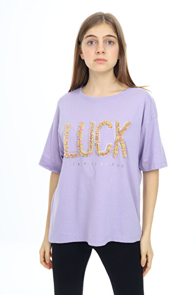 Cansın Mini Lila Luck з написом на велосипедному комірі, футболка для дівчато...