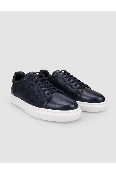 Cabani 100% Genuine Leather Navy Blue Lace-Up Men's Sports Shoes