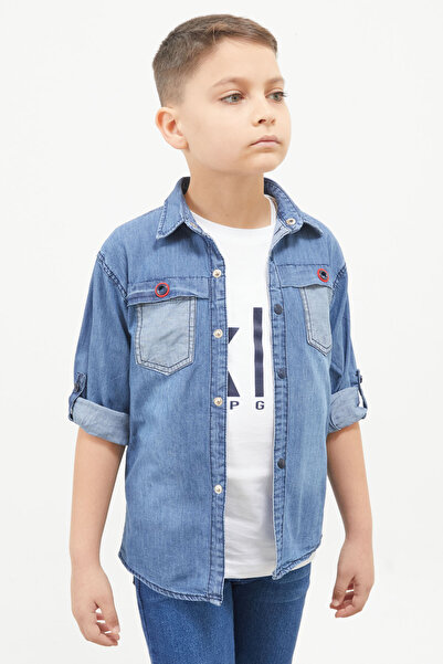 Cansın Mini Синя футболка з принтом Jean Gomlekli для хлопчиків 2 штуки 17566