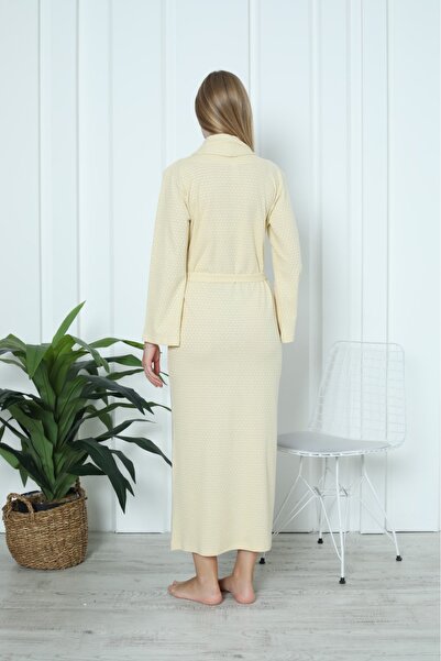 ERDENİZ TEKSTİL Cotton Long Sleeve Belt Tied Long Length Women's Dressing Gown