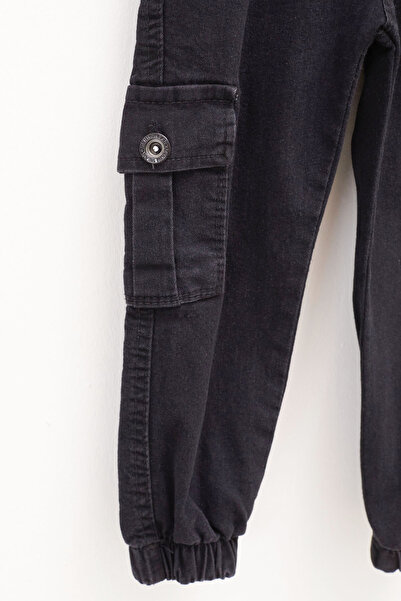 Cansın Mini Siyah Kargo Cepli Beli Lastikli Erkek Çocuk Jean Pantolon 1-4 Yaş 17750
