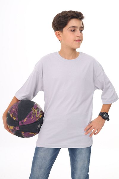 Cansın Mini Gray Plain Crew Neck Men's T-Shirt 18048