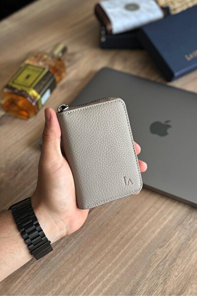 La La'Graccio Paris La'Graccio Paris Lancoves Men's Zippered Genuine Leather Handy Wallet Matte Mink