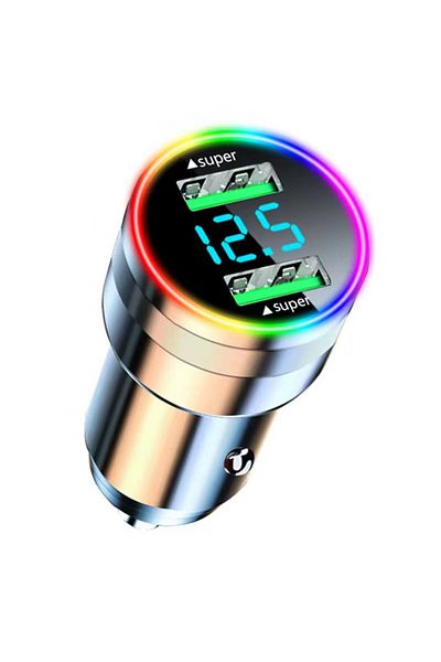 Choice Dual Port USB Car Charger Adapter 300W Super Fast Charging with LED Light Voltage Monitor for iPh...