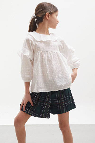 Cansın Mini Green Plaid Patterned Shorts Skirted Shirt Girl Suit 17976