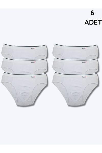 Elit Elit 1351 White Men's Slip with İncebel Belt, 6 Pack