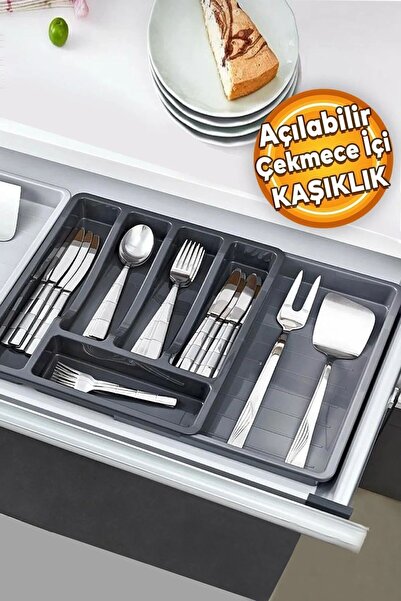 Lilya Home Разтегаем практичен държач за лъжици с допълнително отделение за п...