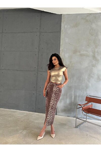 Zeo Basic Leopard Patterned Maxi Skirt
