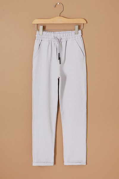 Cansın Mini Boy's Gray Waist Laced Double Leg Trousers - 19328