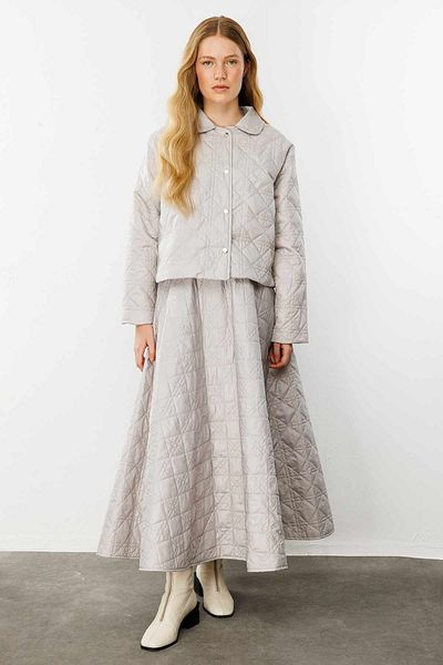 Hooopstore Quilted Gray Crop Jacket