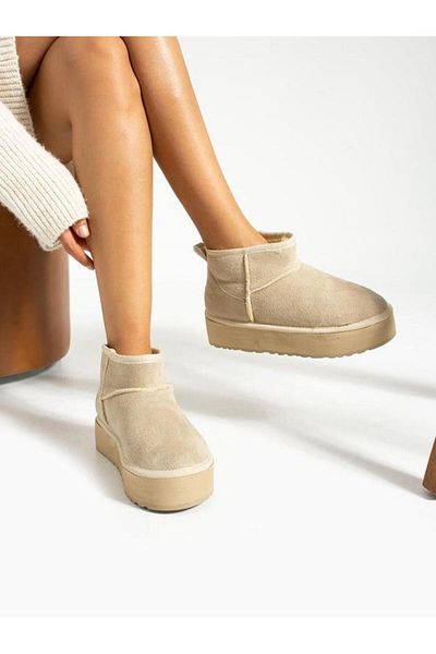 Peta Γυναικείες μπότες με ψηλή σόλα Shearling Tan