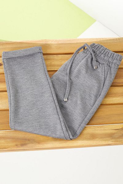 Cansın Mini Dark Gray Double Leg Elastic Waist Boys' Trousers 18608
