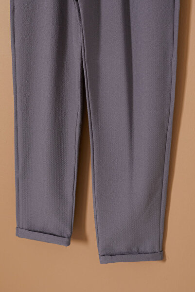 Cansın Mini Anthracite Double Leg Lace-Up Waist Boy's Trousers 19329