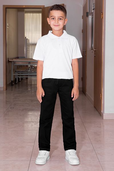 Cansın Mini Basic Black Children's School Pants - Elastic Waist 19167