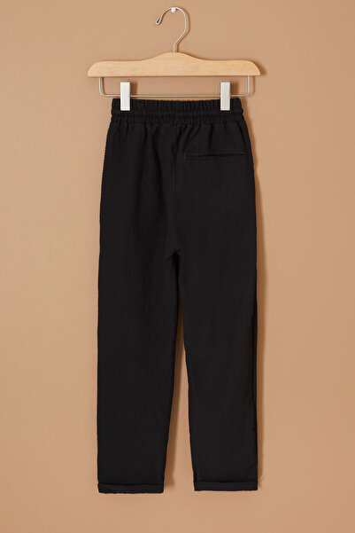 Cansın Mini Boy's Black Lace-up Double Leg Trousers - 19325