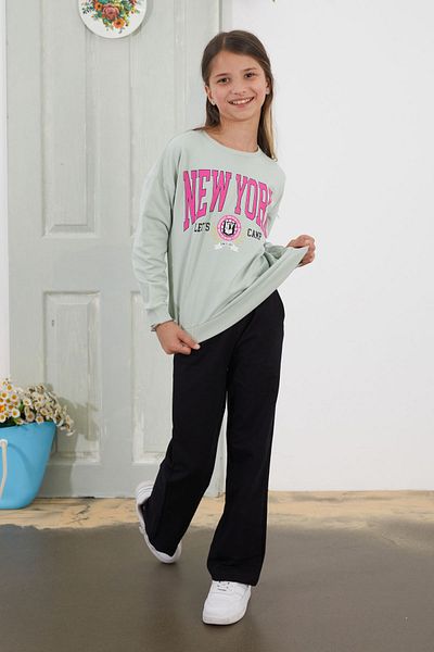 Cansın Mini NewYork Green Girls' Set - Κάτω και επάνω σετ 18583