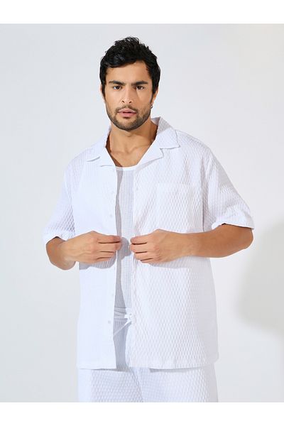 Styli Relaxed Fit Textured Woven Shirt & Shorts Co-Ords