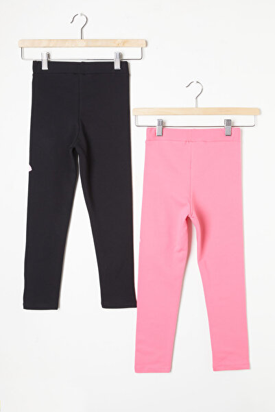 Cansın Mini Lányok mackó részletes 2 részes leggings fekete-zöld 16380