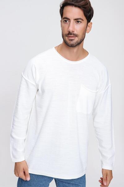 CHUBA Ανδρικό εκρού Hero Crew λαιμόκοψη βρώμικη ραφή με μακρυμάνικο λεπτό πλεκτό πουλόβερ 22w202