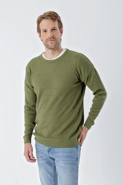 CHUBA Men's Crew Neck Standard Fit Regular Fit Sports Knitwear Sweater Khaki 24W215