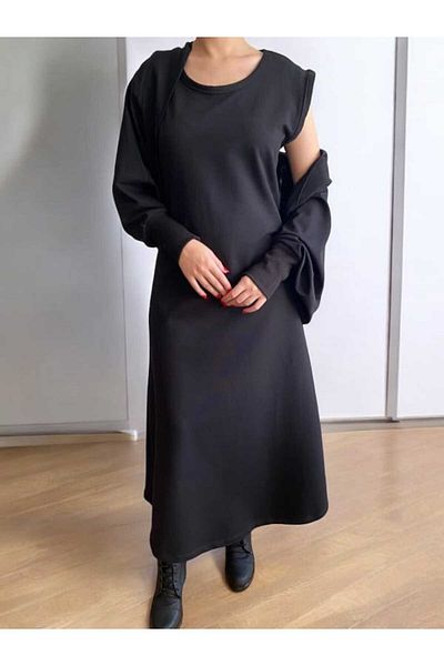 BEBE PLUS فستان طويل وسترة بغطاء للرأس