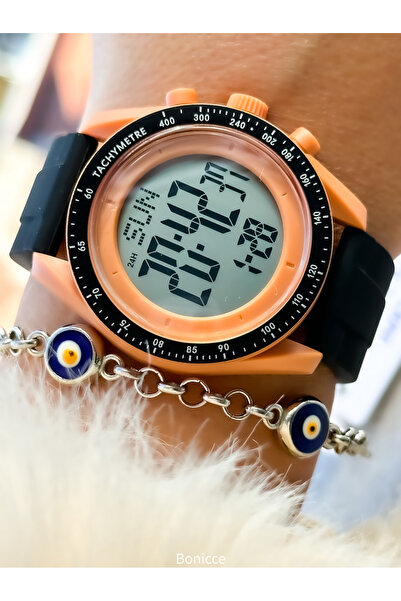 Cockpit Marka Siyah Renk Silikon Kordon Yuvarlak Turuncu Kasa Dijital Spor Er...