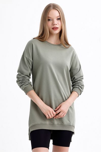 MD trend Women's Crew Neck Long Back Casual Tunic Sweatshirt
