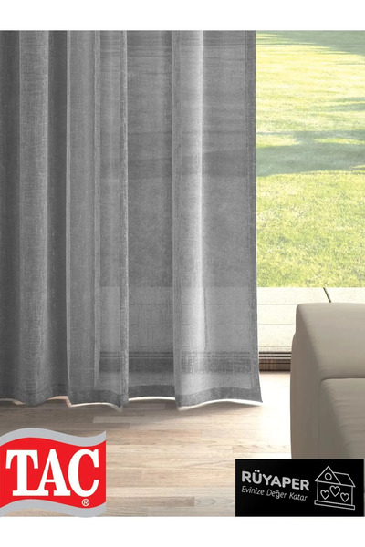 Taç New Season Gray Natural Linen Tulle - Does Not Want to Iron, Close Pleated Dreamers