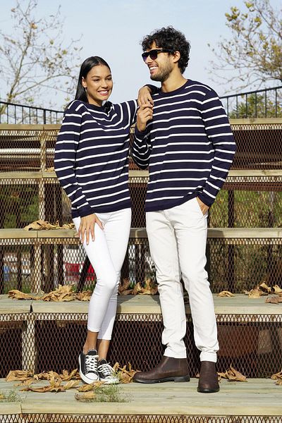 CHUBA Ανδρικό Navy Blue Crew Neck Can1r ριγέ casual πλεκτό πουλόβερ 22wm101