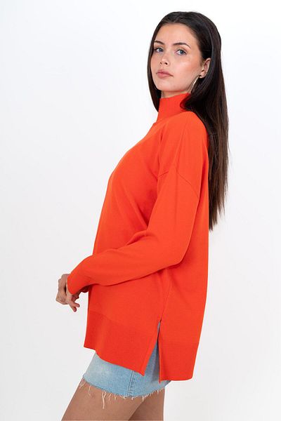 CHUBA Women's Wide Fit Soft Textured Turtleneck Knitwear Sweater Orange 24w141