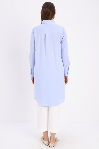 ALLDAY Mavi Gizli Patlı Pamuklu Gömlek Tunik