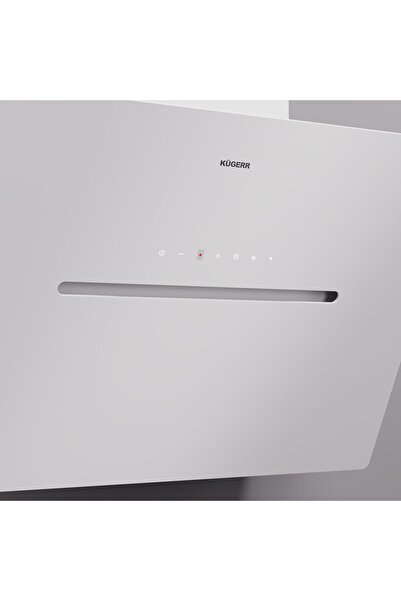 KÜGERR D8 60 cm Beyaz Cam Ankastre Sessiz Davlumbaz