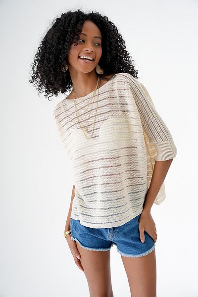 CHUBA Βανίλια Boat Neck Casual See-Through Πλεκτό Πουλόβερ - Λεπτομέρεια πλέξης μαλλιών 24s155