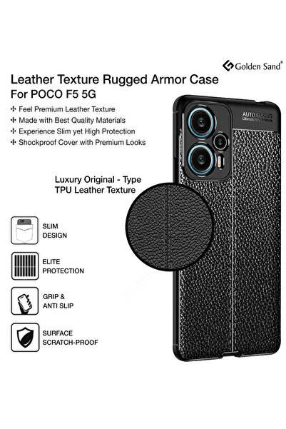 Fibaks Poco F5 5g Case with Camera Protruding Leather Look Stitching Pattern Protective Cover Case
