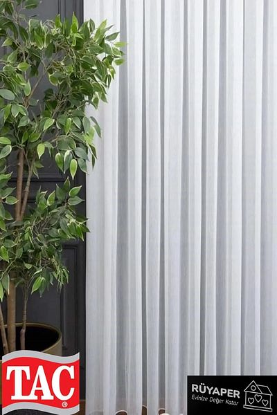 Taç New Season Rüyaper - Bamboo Ttm Linen Textured, No Ironing, Tight Pleated Tulle Curtain