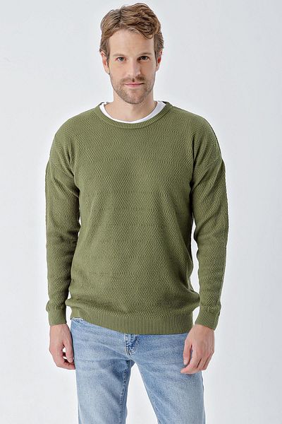 CHUBA Men's Crew Neck Standard Fit Regular Fit Sports Knitwear Sweater Khaki 24W215